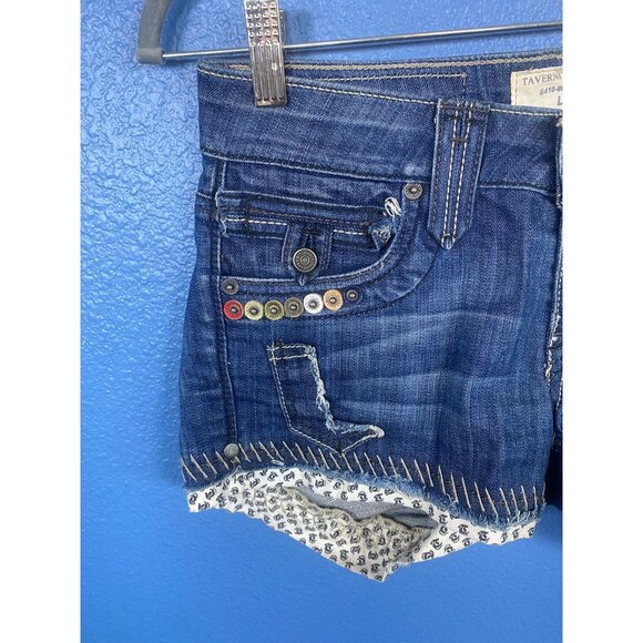 Taverniti So Denim Embellished Jeans Shorts 26 festival HTF Rare 30/3" inseam - Picture 8 of 12
